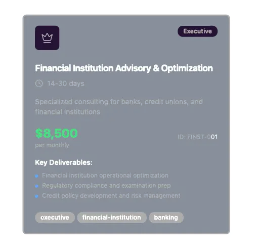 Financial Institution Advisory & Optimization